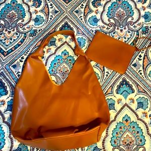 Elizabeth and James Vegan Leather Hobo Bag with Matching Wristlet - Like New!!